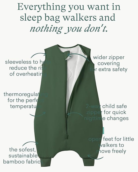 PurComfy Supersoft Toddler Sleep Sack with Feet 1.0 TOG Premium Bamboo Viscose Sleep Bag Walker with Legs 12-18-24-2t-4t-5t