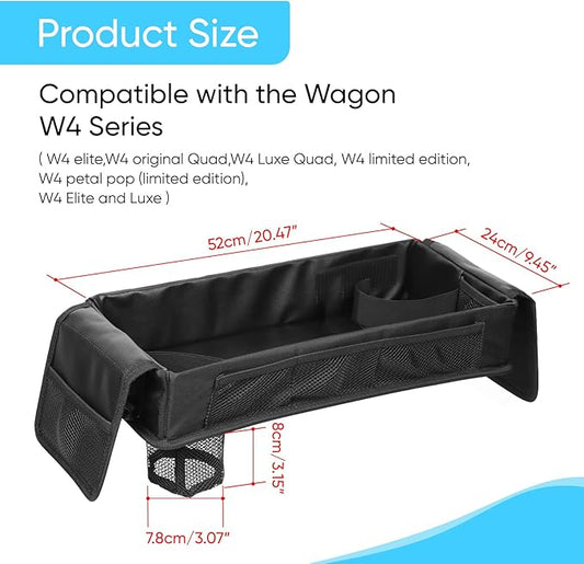 Myvikcar Stroller Snack Tray with Anti-Falling Bottle Holders for Wonderfold Wagon,Waterproof Faux Leather Interior,Easy to Install and Remove (W4)