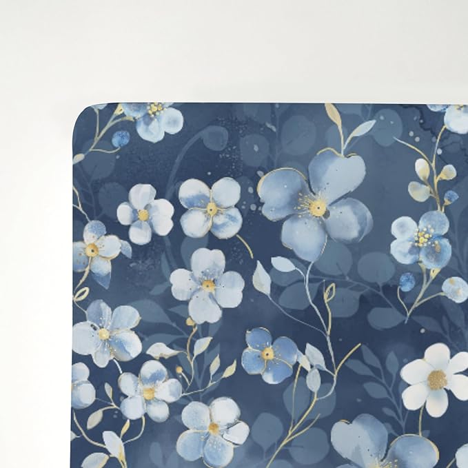Wonderful Flowers Baby Crib Sheets for Boy Girl 52x28Inch Vintage Blue Floral Soft Stretchy Fitted Crib Mattress Cover Spring Summer Nursery Baby Sheet for Standard Crib and Toddler Bed Mattresses