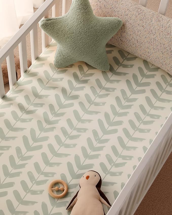Yoofoss Baby Crib Sheets 2 Pack for Boys and Girls - 52x28 Fitted Crib Sheet Neutral Fits for Standard Crib and Toddler Mattress, Ultra Soft Breathable Microfiber Forest Bear
