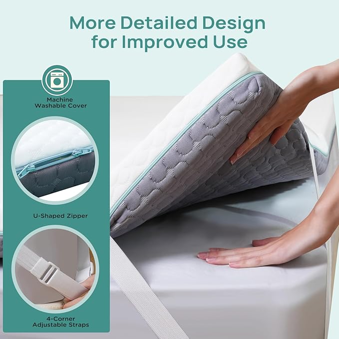 2 Inch Memory Foam Mattress Topper King Size, Soft Mattress Topper for Back Pain Relief, Orthopedic Bed Topper with 2-Sided Breathable Cover, Ergonomic 5-Zone Design, CertiPUR-US Certified