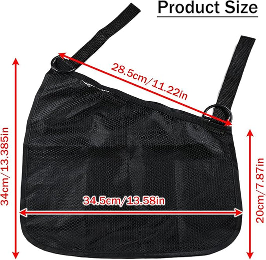2PCS Universal Side Sling Stroller Cargo Net,Portable Storage Mesh Bag,Stroller Storage Organizer Bag,Non-Slip and Adjustable Straps Side Sling Mesh Organizer(Black)