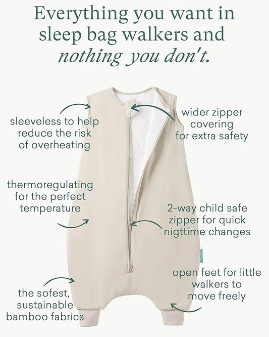 PurComfy Supersoft Toddler Sleep Sack with Feet 1.0 TOG Premium Bamboo Viscose Sleep Bag Walker with Legs 12-18-24-2t-4t-5t