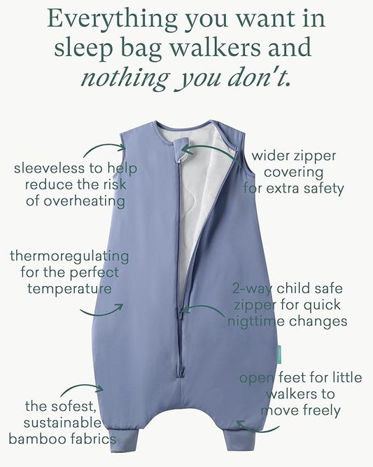PurComfy Supersoft Toddler Sleep Sack with Feet 1.0 TOG Premium Bamboo Viscose Sleep Bag Walker with Legs 12-18-24-2t-4t-5t