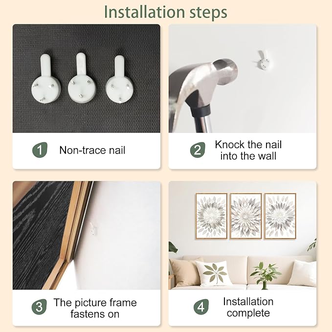 CHDITB Modern Floral Burst Framed Canvas Wall Art Set, Nature Flower Petal Wall Decor, Neutral Beige And Gray Botanical Painting, Contemporary Art Prints For Living Room Bedroom Office-16 x24 x3
