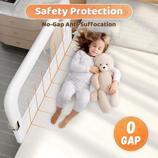 omzer Bed Guard Rail for Toddlers - 59inch Foldable & Adjustable Height Baby Bed Safety Side Rails - Large Toddler Crib Railing Guard for Twin, Bunk, Full Size, Queen & King, Full Size Bed