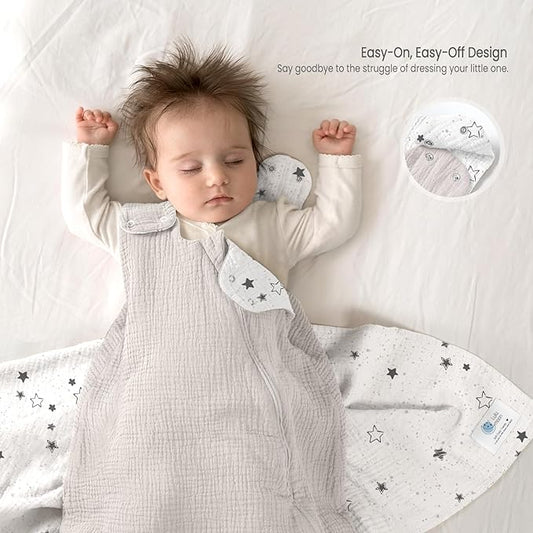 lulumoon Sleep Sack Muslin for Baby: Cotton Wearable Blanket for 3-9 Months - Soft Lightweight Ideal for Nursery Lounge Nighttime Naptime 3-6 Months