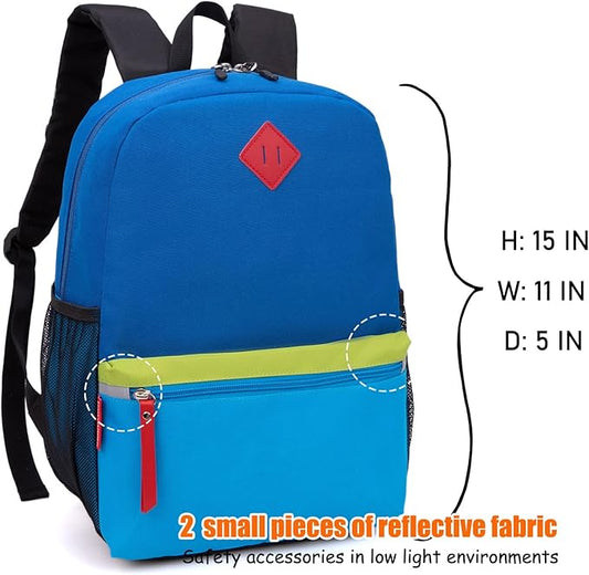 HawLander Little Kids Backpack for Boys or Girls, Toddler School Bag Fits 3 to 6 years old, Blue 02, 15 Inch