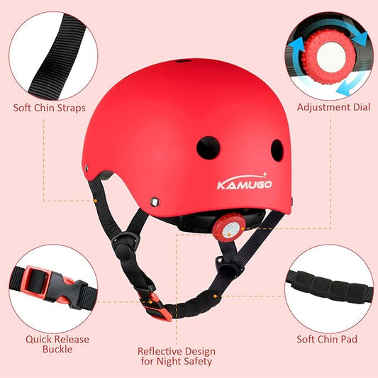 KAMUGO Kids Adjustable Helmet, Suitable for Toddler Kids Ages 2-14 Boys Girls, Multi-Sport Safety Cycling Skating Scooter Helmet