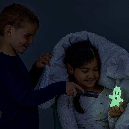 PLUS PLUS 70 Piece Interlocking Building Blocks for Kids, Open Ended Connecting Toys, Stem Bin Classroom Mini Manipulatives - Glow in The Dark Play Tube