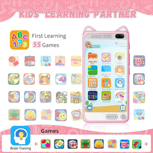 Kids Smart Phone for Girls, 3.97" Touchscreen Kids Phone Toys for 3-12 Birthday, Dual Camera, Built-in 8G SD Card Cell Phone for Boys Girls Toys(Pink)