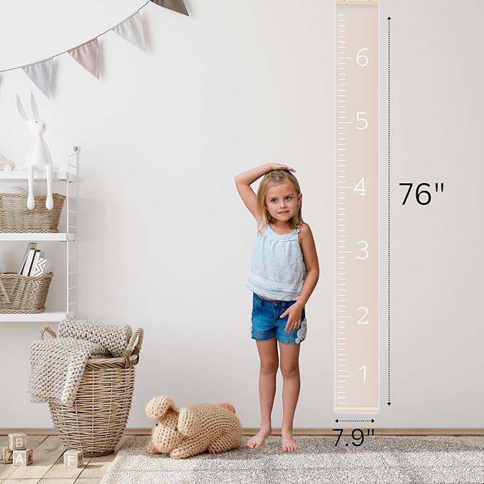 Morxy Canvas Growth Chart for Kids - Unisex Kids Room Wall Decor - Measuring Height Chart- Wall Tape with Height Chart for Kids (Canvas, Plain Beige)