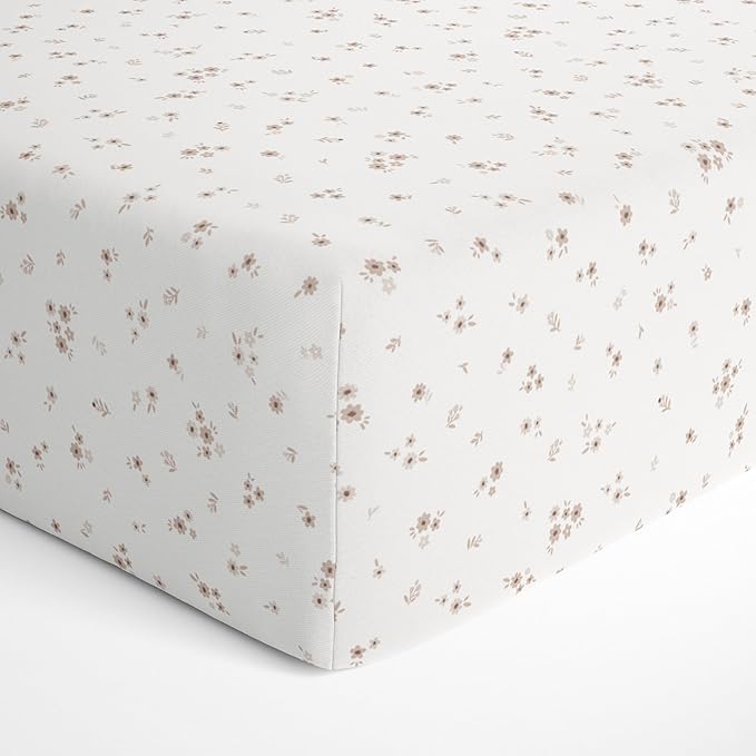 Makemake Organics GOTS Certified Organic Cotton Fitted Crib Sheet Soft Breathable (28"x52", Bloom)