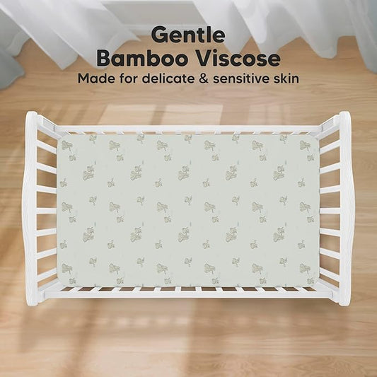 KeaBabies 2-Pack Baby Crib Sheets for Boys, Girls - 52x28 Viscose Derived from Bamboo Toddler Bed Sheets Neutral, Fitted Crib Mattress Cover for Standard Baby Bedding, Soft & Cozy (Elly)