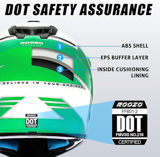 Youth Dirt Bike Helmet DOT Certified - Full Face Motorcycle Helmet for Off-Road, ATV, Street Riding, Includes Adjustable Goggles & Protective Gloves
