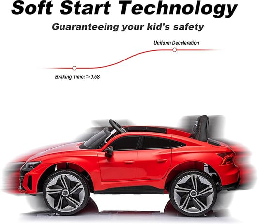 12V Kids Electric Vehicle with Remote Control, Audi Officially Licensed, Bluetooth Music, Rocking Mode, LED Lights, Leather Seat, 3 Speeds, Battery Powered Electric Vehicle Toy for Boys & Girls