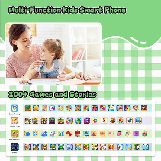 Kids Phone for Boys, Dinosaurs Gift Toys with 3.97" Touchscreen Phone, Learning Music Puzzle-Games Toddler Phone for Ages 3-12, Kids Toys Play Cell Phones with Dual Camera, 8G SD Card (Green)