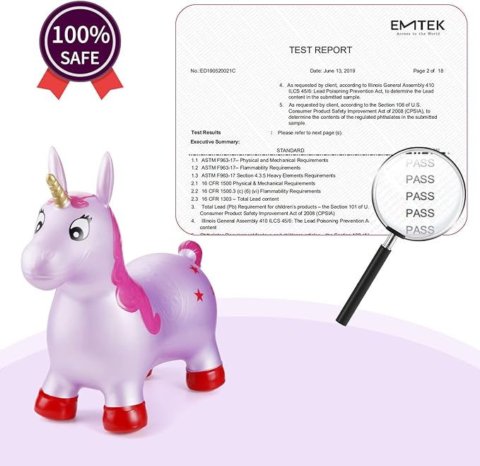 INPANY Unicorn Hopper, Horse Hopper, Bouncy Inflatable Animal Ride-on Toy for Children, Boys and Girls, Toddlers (Pump Included)