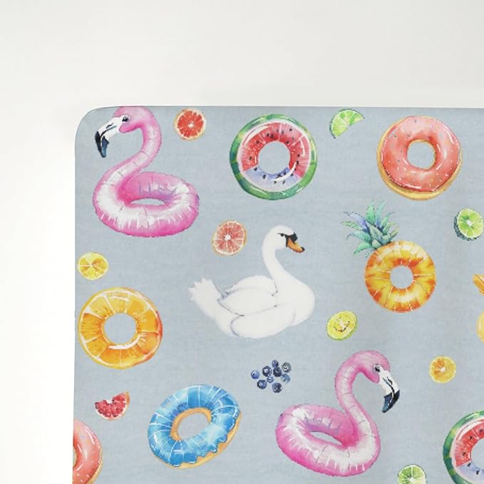 Summer Pool Floats Baby Crib Sheets for Boy Girl 52x28Inch Fun Beach Flamingo Duck Fruits Floats Soft Stretchy Fitted Crib Mattress Cover Travel Vacation Baby Sheet for Crib & Toddler Bed Mattress