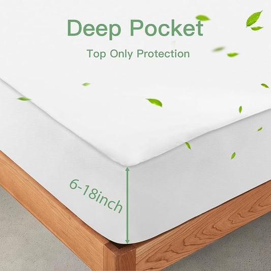 Sufdari Waterproof Mattress Protector Twin XL, Noiseless Mattress Cover with 18" Deep Pocket, Bed Bug Proof and Waterproof Fitted Sheets, Machine Washable Mattress Protectors White