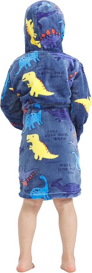 Toddler Robes Cute Pattern Bathrobe Unisex Kids Robe Baby Flannel Hoodie Pajamas Sleepwear