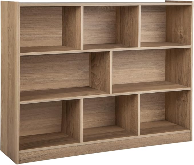 Giantex 8 Cube Bookcase, Freestanding 3-Tier Open Bookshelf, Modern Storage Display Cabinet, Wood Cube Storage Organizer for Living Room, Kid’s Room, Natural
