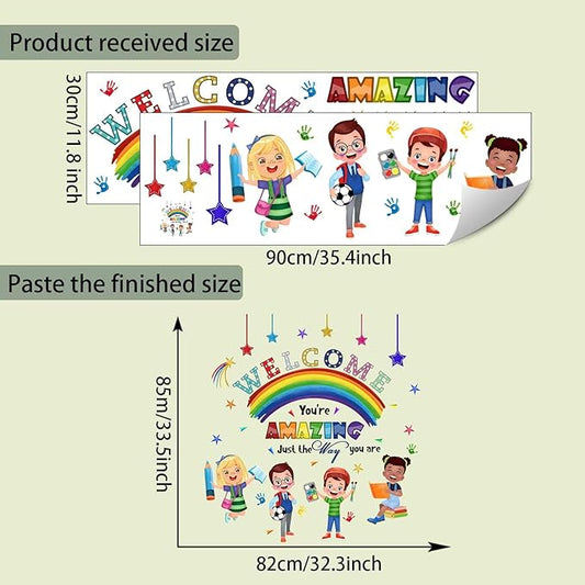 Mirabuy Kids Inspirational Quotes You are Amazing Wall Decal Reading Corner Rainbow Wall Stickers for Classroom Kids Playroom Nursery Reading Room Bedroom
