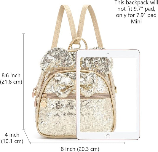 KL928 Girls Mini Backpack Bowknot Polka Dot Cute Small Daypacks Convertible Shoulder Bag Purse for Women