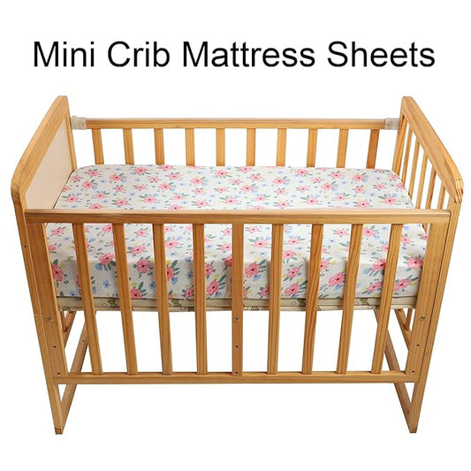 Onacosht Pack n Play Playard Fitted Sheets 2 Pack Set for Baby Girl Soft Stretchy Jersey Knit Portable Mini Crib Mattress Cover, Pink Floral