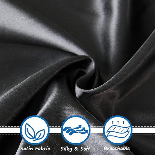 Satin Bassinet Sheet Fitted for Baby Hair and Skin Soft Silk Feeling Bassinet Sheet for Rectangle Hourglass Oval Cradle or Bassinet Pad&Mattress for Boys and Girls Gift for Baby Toddler Black