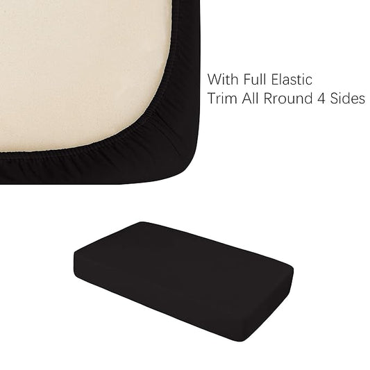 NTBAY 2 Pack 100% Brushed Microfiber Fitted Crib Sheet, Super Soft and Cozy 28x52 Crib Sheet for Standard Crib and Toddler Mattresses, Boys, Girls, Unisex, Black, 28x52 Inches