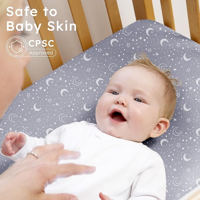 Baby Crib Sheets for Boys Girls Neutral, 2 Pack Crib Mattress Sheet for Standard Crib and Toddler Mattress, Super Soft Breathable Fitted Crib Sheet, 52" x 28"