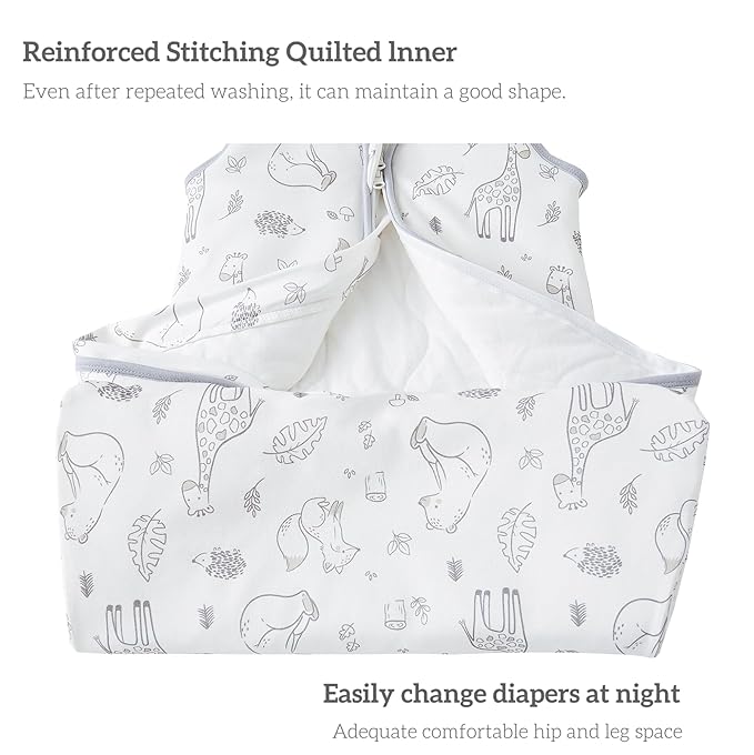 Baby Sleep Sack 6-12 Months 1.5 TOG, 2 Pack Bamboo Chilsuessy Baby Wearable Blanket with 2-Way Zipper, Infant Toddler Sleeping Sack for Newborn Boys and Girls, Giraffe Bear