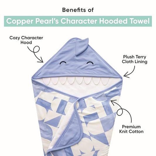 Copper Pearl Hooded Bath Towels Premium Knit/Terry Cloth Baby Towels with Hood, Pockets, and Cool Designs - Great to Gift and Make Bath Time Fun - Baby Bath Towel, Finn