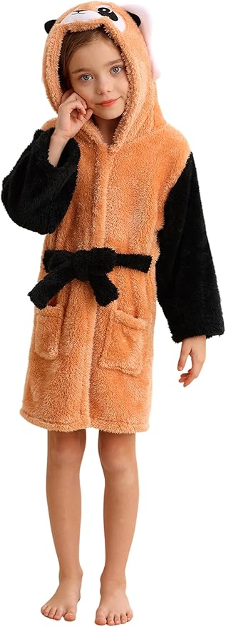 DELEY Girl's Robe Baby Boys Hoodie Robes Toddler Bathrobes for Kids Pajamas Sleepwear