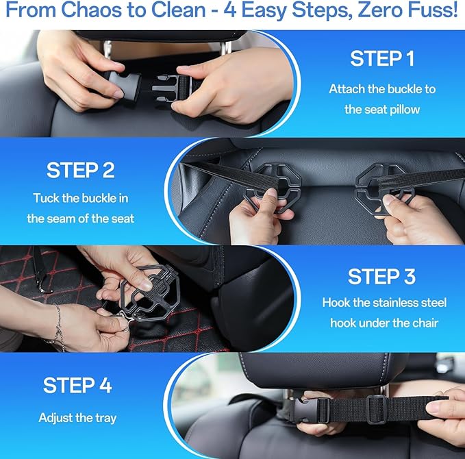 QIANKUNBAG Back Seat Cover For Kids + 5 Pocket Storage Organizer, 1 Pack X-Large Waterproof Kick Mats Backseat Protector, Car Seat Back Protectors For Vehicles To Protect From Dirt, Mud & Scratches