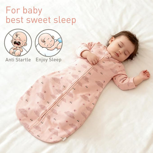 2 Pack Transitional Swaddle Sack with Arms Up Length Sleeves & Mitten Cuffs, Sleeping Sack Bag 2 Ways Zipper, Wearable Swaddling Blanket for Newborns Baby Snug Fit Calms Startle Reflex