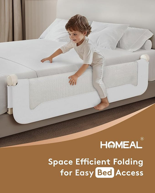 HOMEAL Bed Rail for Toddlers, 47in Foldable Toddler Bed Rails with U-Shape Base, Baby Bed Rail Guard for Twin, Full, Queen, King Beds, Bed Rail for Baby, Bed Guard Rail for Toddlers, White
