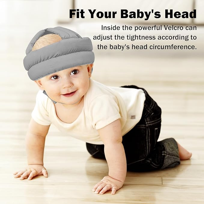 Baby Head Protector Baby Helmet for Crawling Walking, No Bumps Safety Head Adjustable Protective Cap for Walking, Playing (Gray)
