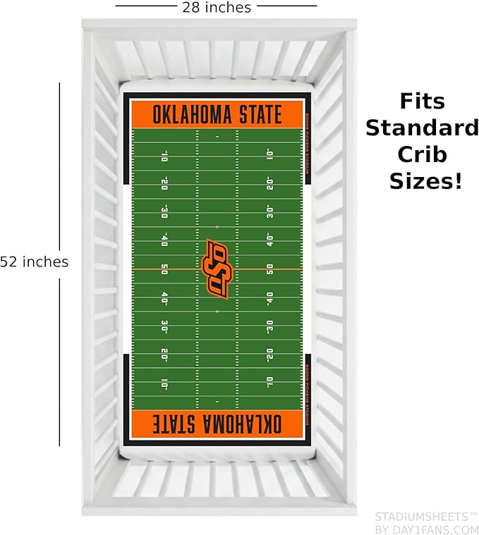 STADIUMSHEETS Day1Fans Officially-Licensed Fitted Crib Sheet (Oklahoma State Cowboys)