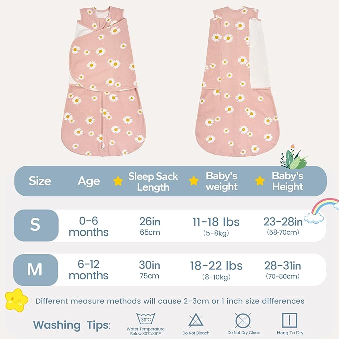 ZIGJOY Baby Swaddle Sleep Sack, 1.0 TOG Sleep Sack Swaddles for Newborns & infant 0-6 Months 100% Cotton Baby Wearable Blanket for Newborn Registry Essentials