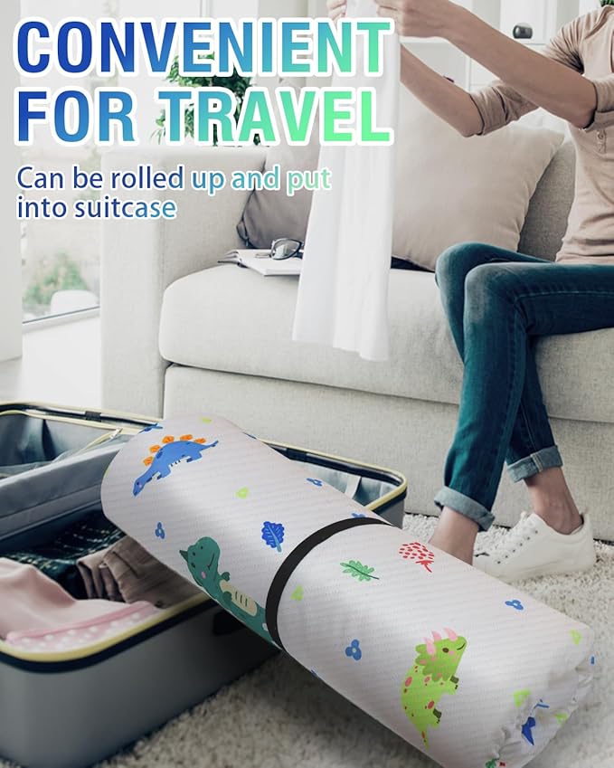 38"x24" Mini Crib Mattress with Washable Breathable Soft Waterproof Animal Cover - Portable Infant Mattress with High Density Support Foam