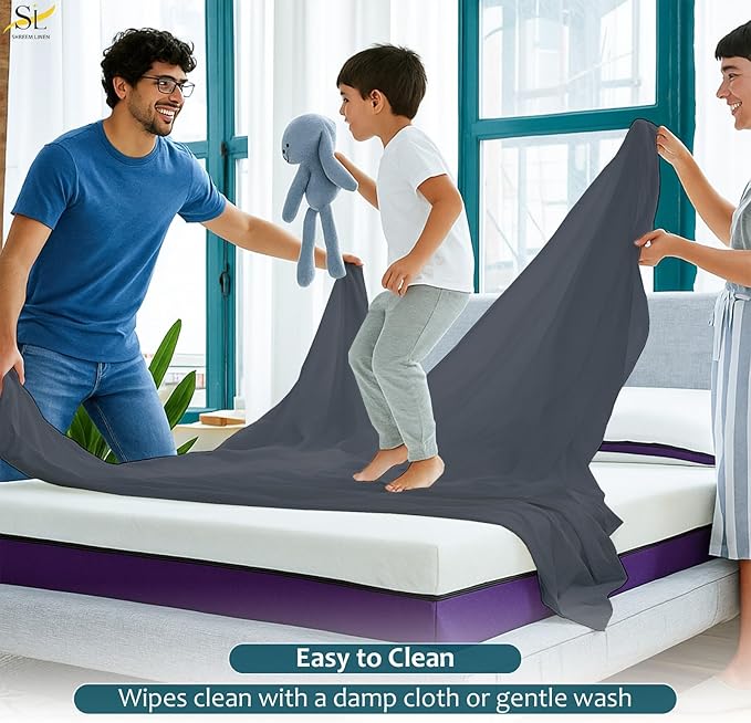 Mattress Protector Fitted Sheet Style Cot Size 30x75 - Waterproof Vinyl Mattress Cover, Breathable, Bed Wetting & Spill Protection, Fits Mattresses up to 6" Deep (Dark Grey)