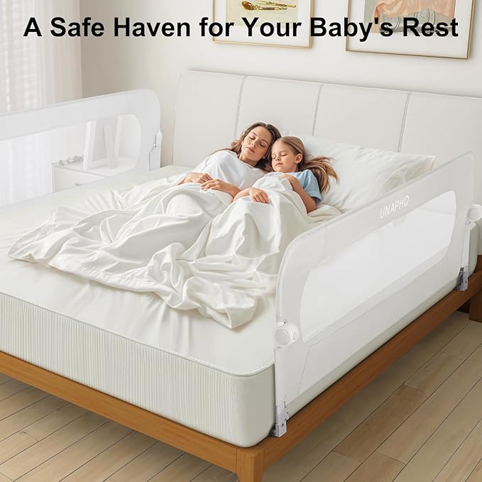 Bed Rail for Toddlers,Swing Down Kids Bed Rails Guard for Twin,Full,Queen,Bunk Size Bed,Extra Tall Child Bed Rail Guard with Reinforced Anchor Safety System(White,40 Inch)