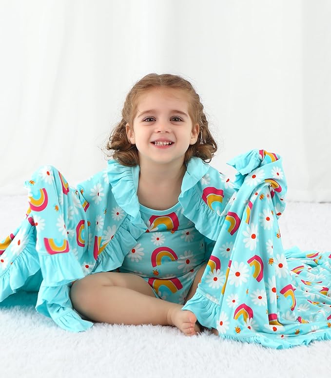 Premium Baby Blankets, Soft Viscose from Bamboo Blanket for Girls, Nursery Crib Bedding Quilt for Newborn and Toddler, Ruffle Blanket Cooling for Hot Sleepers 50''x50'' Daisy