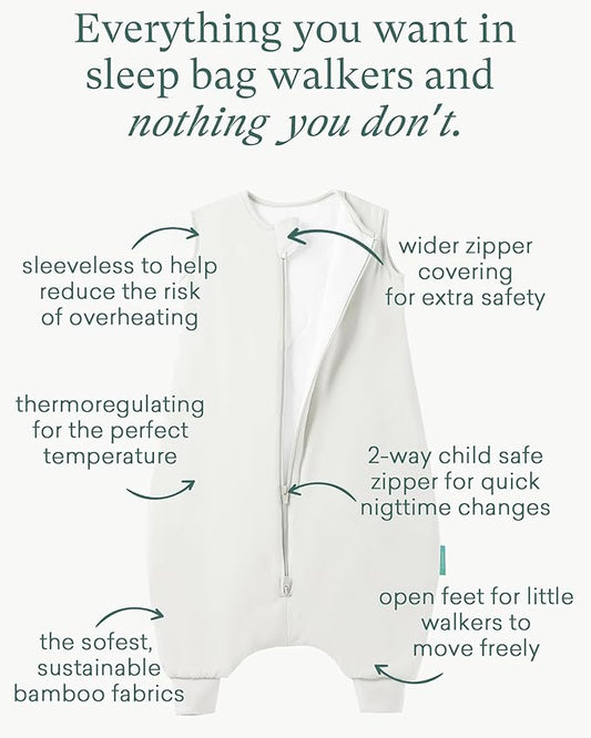 PurComfy Supersoft Toddler Sleep Sack with Feet 1.0 TOG Premium Bamboo Viscose Sleep Bag Walker with Legs 12-18-24-2t-4t-5t