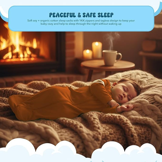 Babysoy Long Sleeve Wearable Blanket Sleep Sack, Infant to Toddler Sleeping Bag, Choose from size 0-24 Months