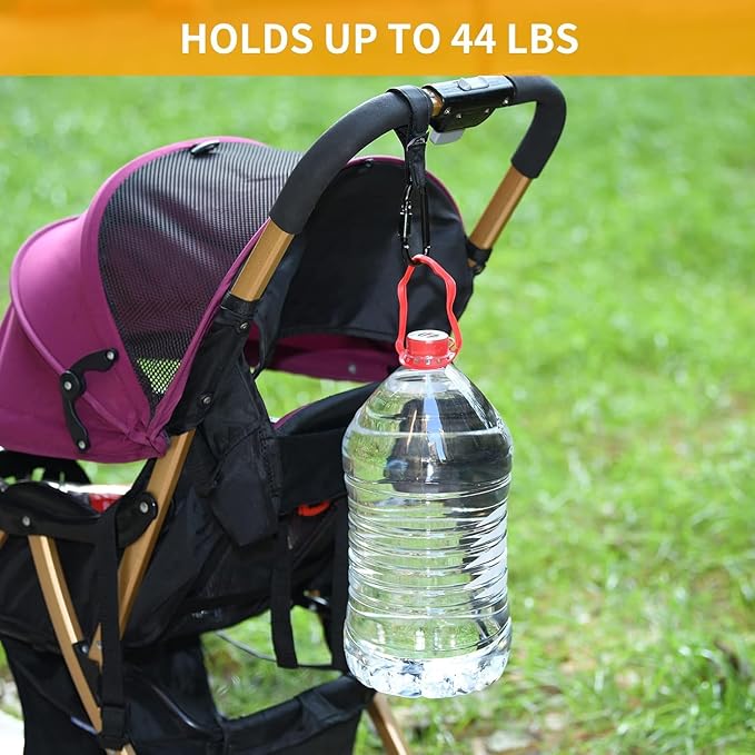 Baby Stroller Hooks Bag Hooks for Hanging Diaper Bags Multipurpose Hooks for Grocery Shopping Bags Premium Vegan Leather Pram Straps 2 Pcs (Black-3)