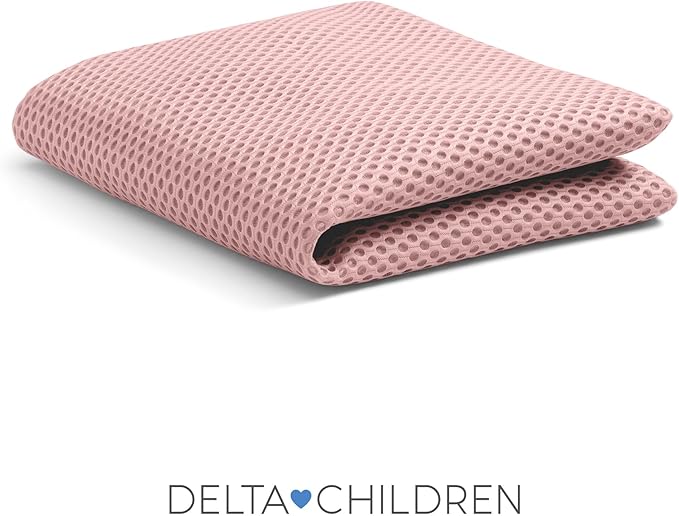 Delta Children Breathable Crib Mattress Pad Cover - 100% Breathable Mattress Pad Cover for Cribs - Elastic Edges for Secure, Universal Fit - Machine Washable - 1 Pack, Pink