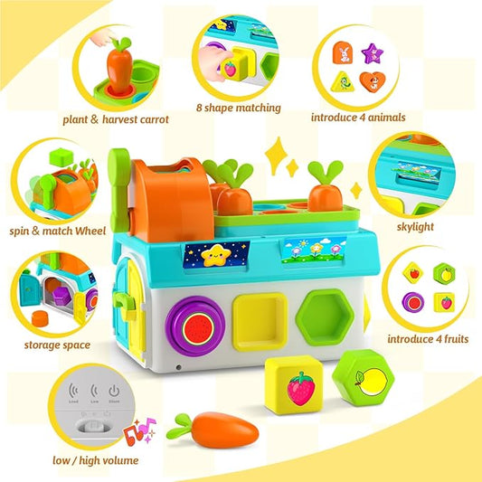 Montessori Toys for 1-2 Year Old Boys Girls, 1st First Birthday Gift for One Year Old, Baby 12-18 Month Educational Shape Matching Game w/ Lights & Sound, Fine Motor Learning Toys for Toddlers 1-3